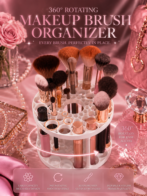 45-Hole Rotating Makeup Brush Stand