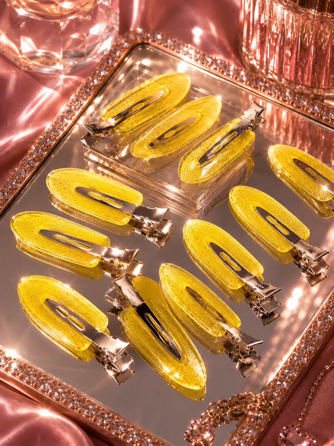 crystal glow hair clips