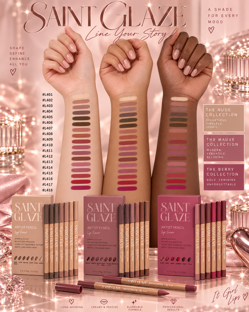 6pcs Velvet Matte Lip Liner Pencils Set