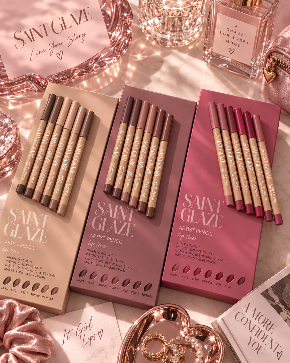 6pcs Velvet Matte Lip Liner Pencils Set