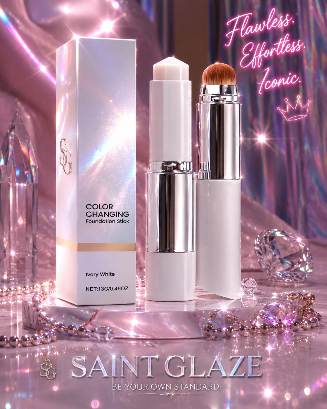 2-in-1 Color-Changing Foundation Stick Moisturizing Brightening Foundation Color Changing For All Skin Types