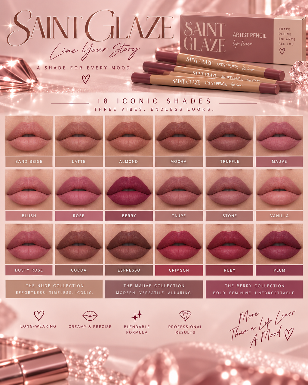 6pcs Velvet Matte Lip Liner Pencils Set