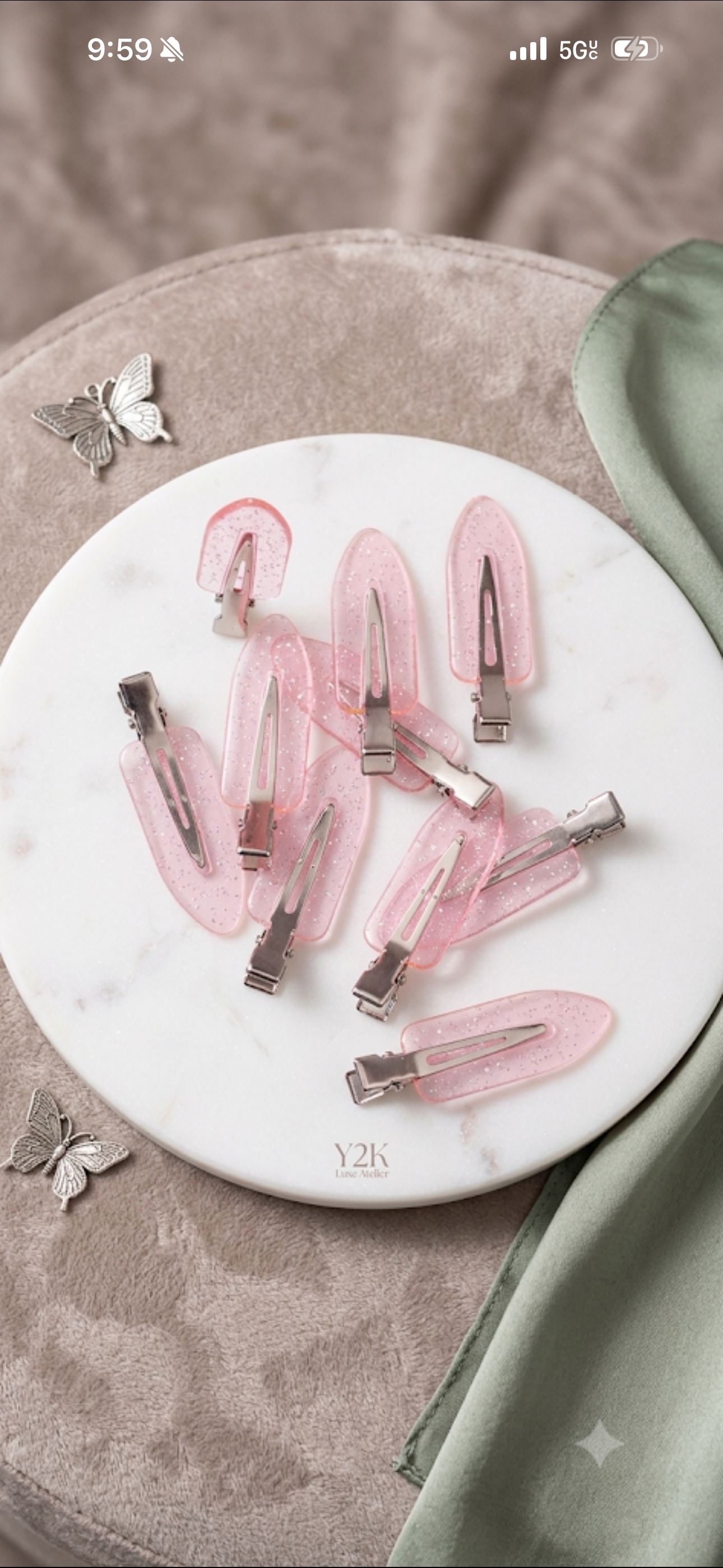 crystal glow hair clips