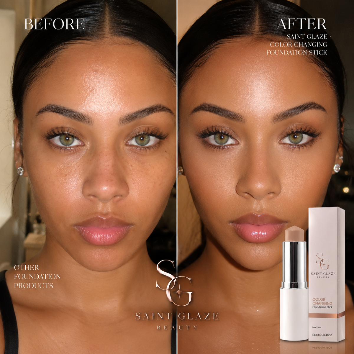 2-in-1 Color-Changing Foundation Stick Moisturizing Brightening For All Skin Types
