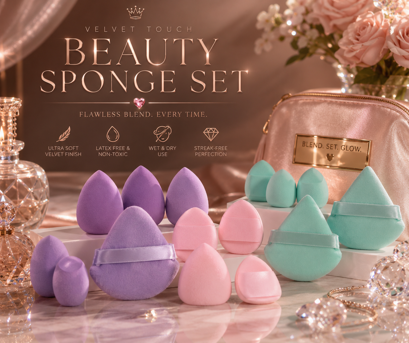 Cloud Kiss 12-Piece Makeup Sponge Set