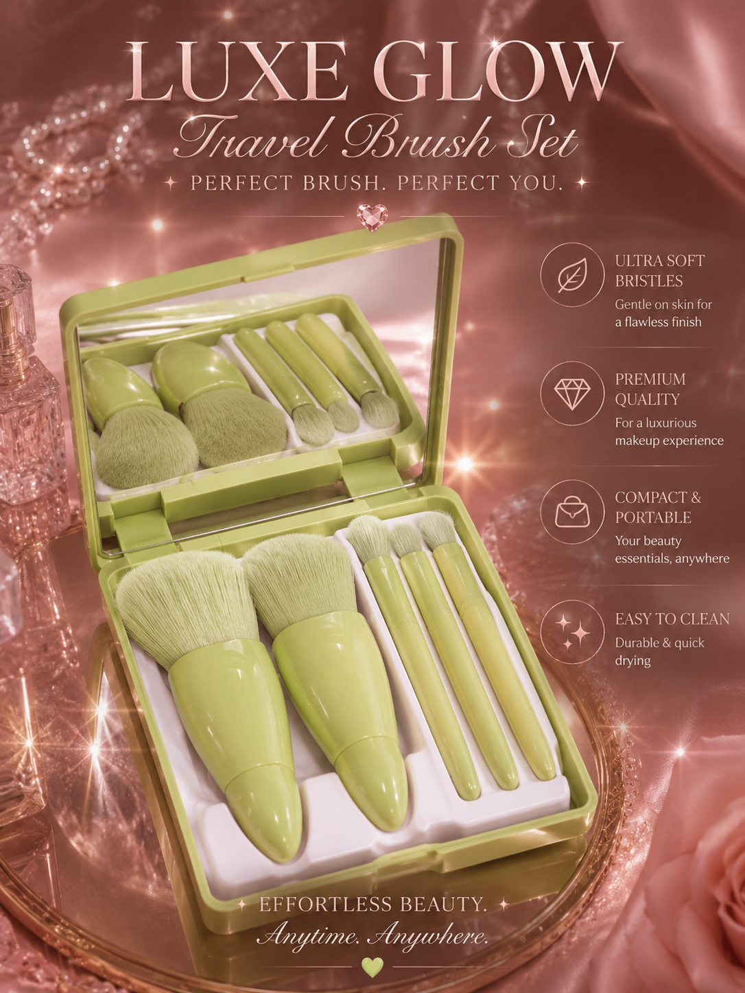 5Pcs luxe travel brush set