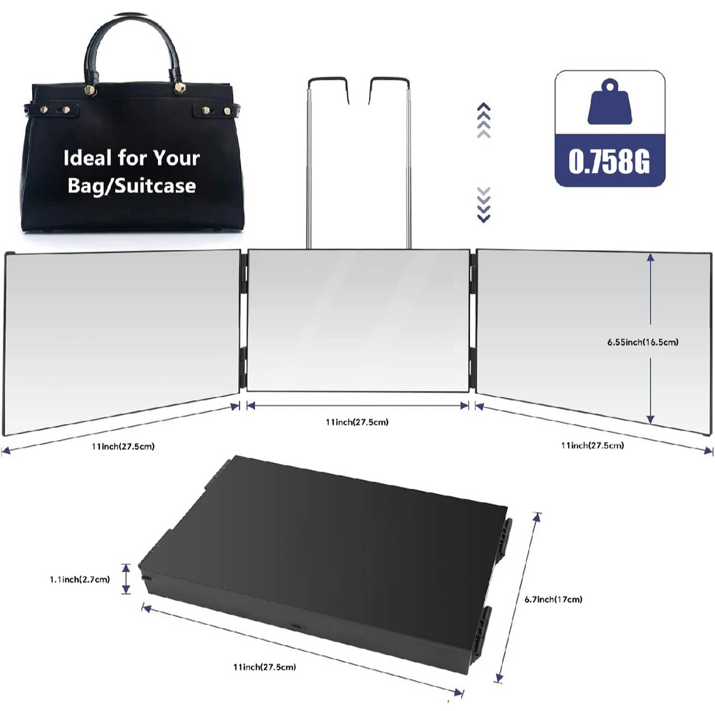 Crystal View Trifold Vanity Mirror