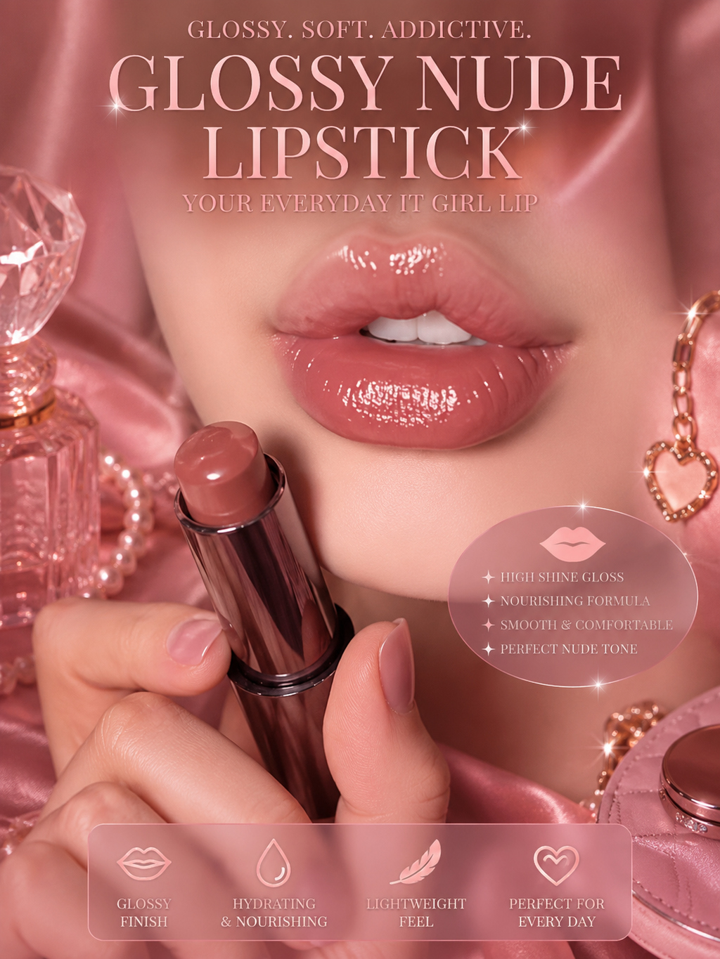waterproof glossy nude lipstick