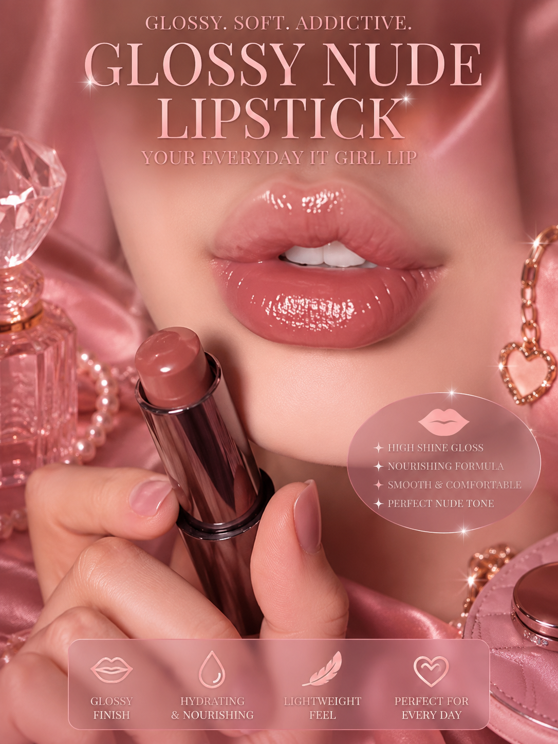 waterproof glossy nude lipstick
