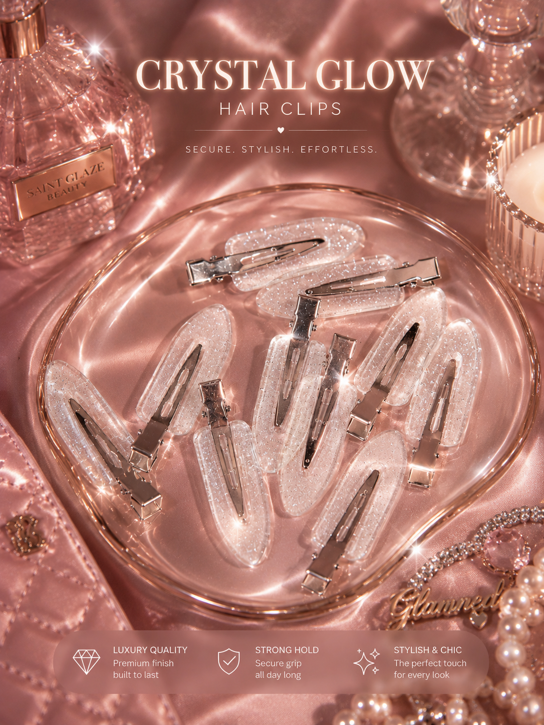 crystal glow hair clips