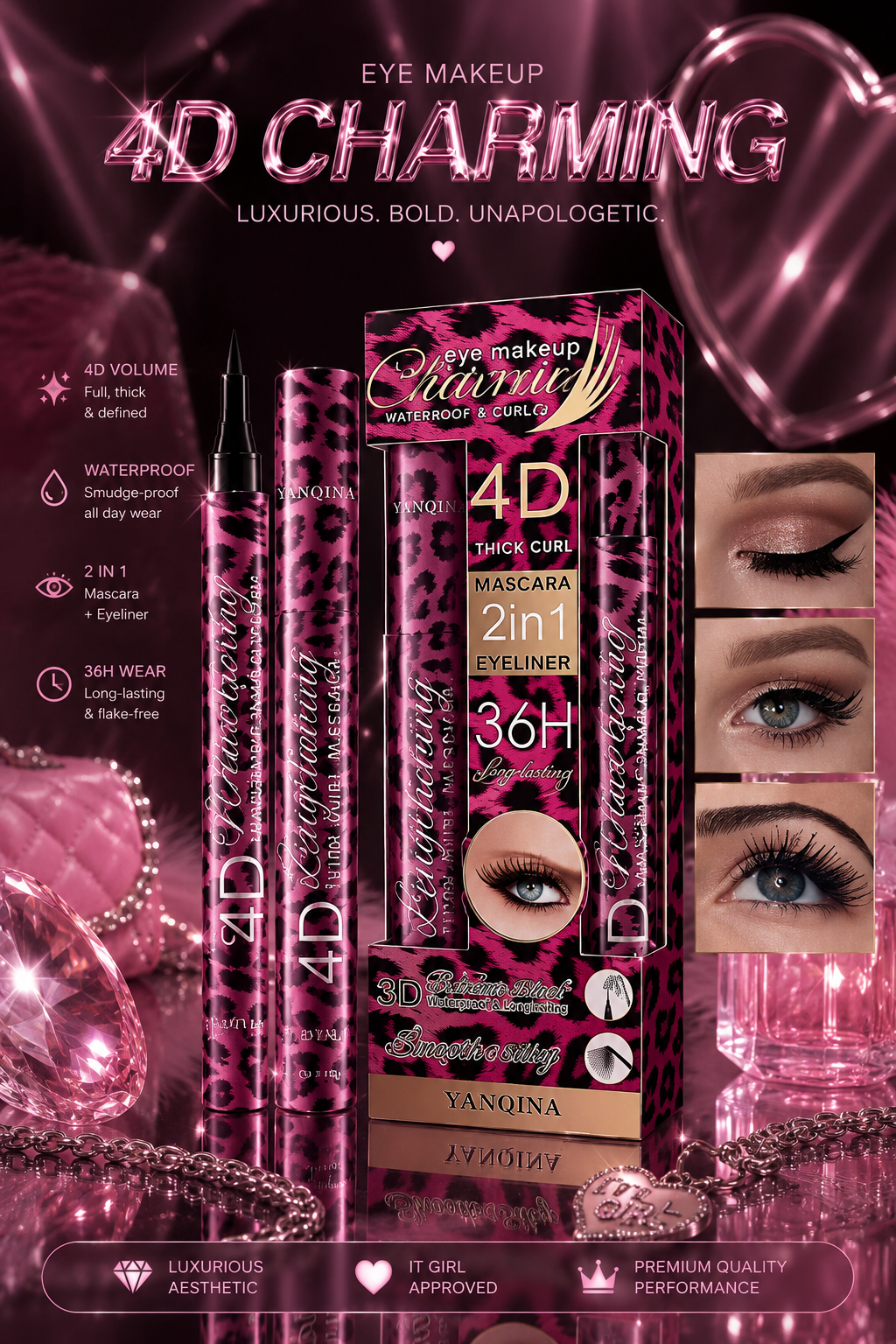 4D liquid eyeliner Waterproof Mascara Set