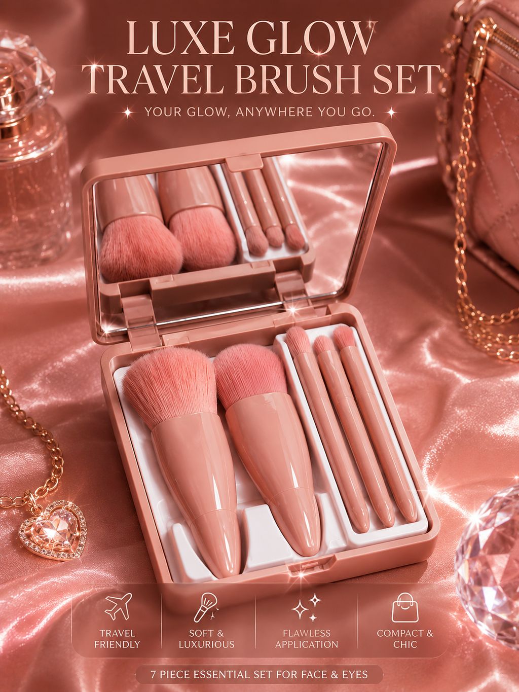 5Pcs luxe travel brush set