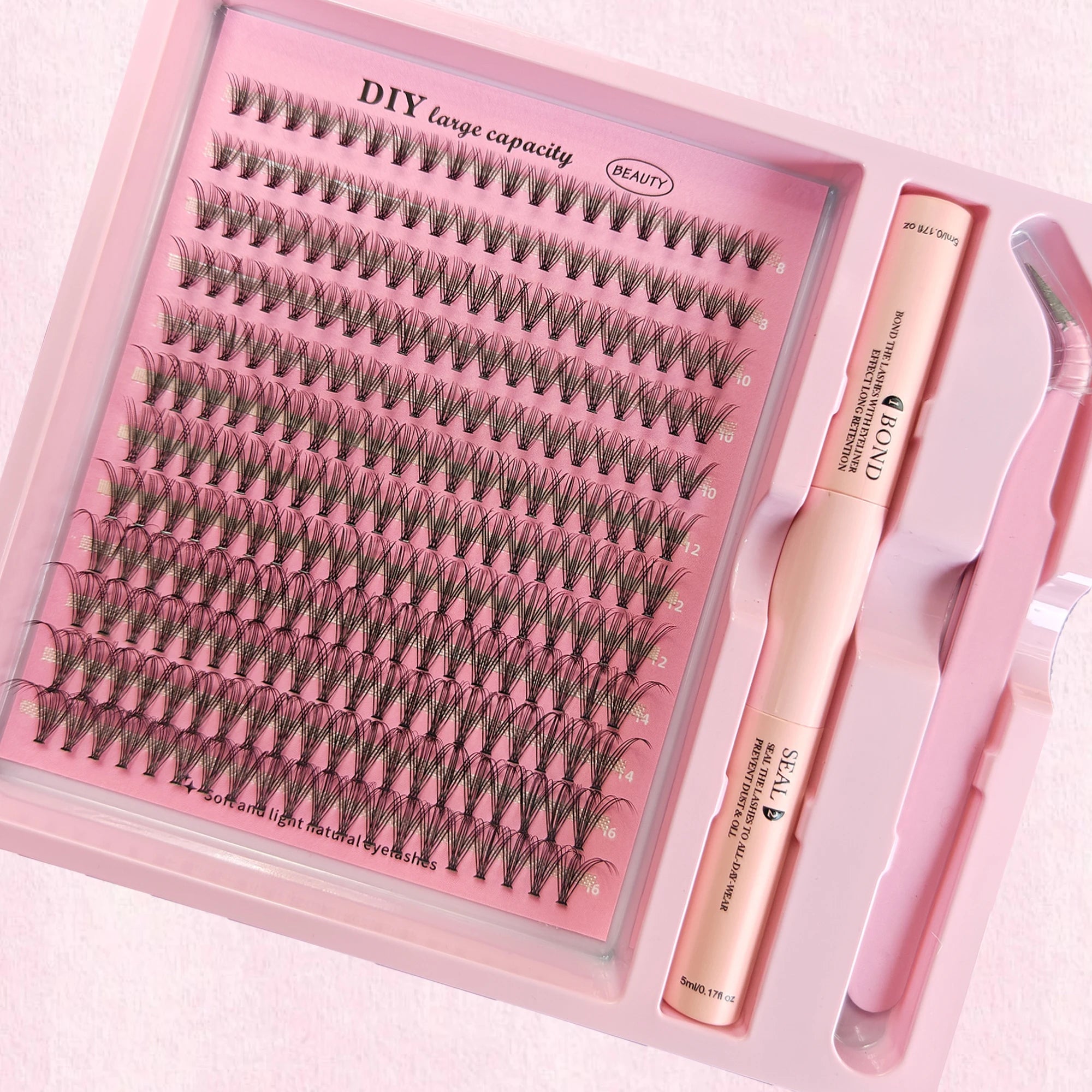DIY Clusters Lash Kit Full Set 8-16mm Mix Bond&Seal/Tweezers