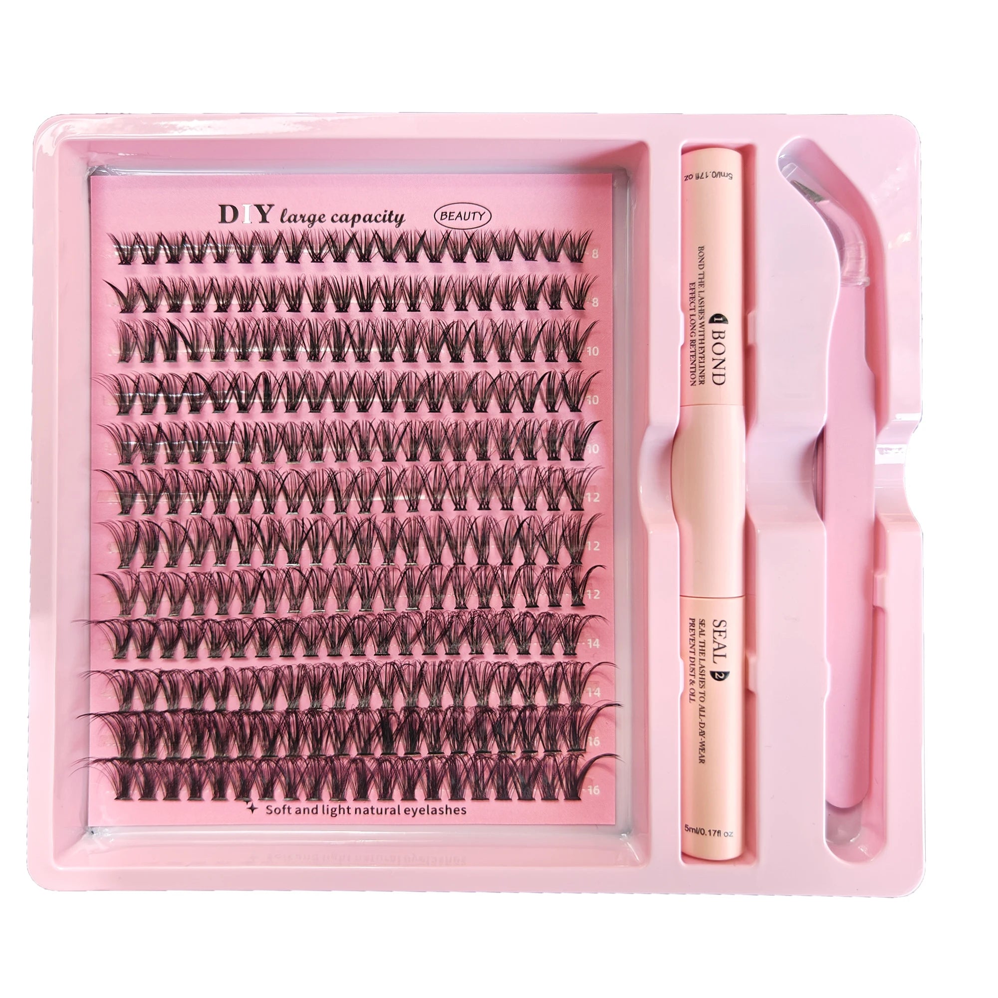 DIY Clusters Lash Kit Full Set 8-16mm Mix Bond&Seal/Tweezers