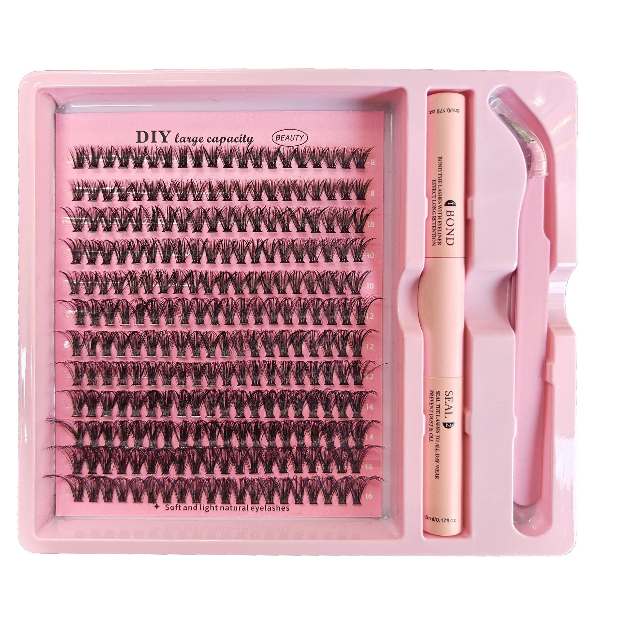 DIY Clusters Lash Kit Full Set 8-16mm Mix Bond&Seal/Tweezers