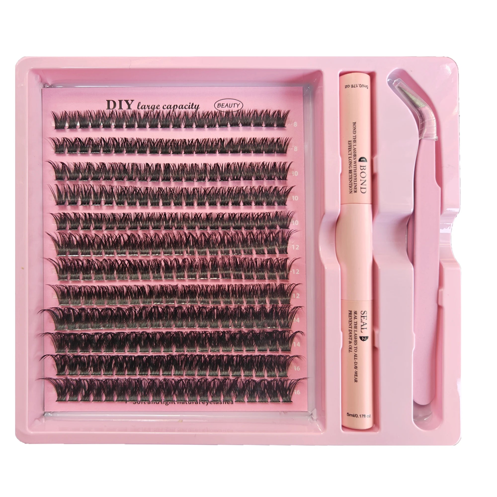 DIY Clusters Lash Kit Full Set 8-16mm Mix Bond&Seal/Tweezers