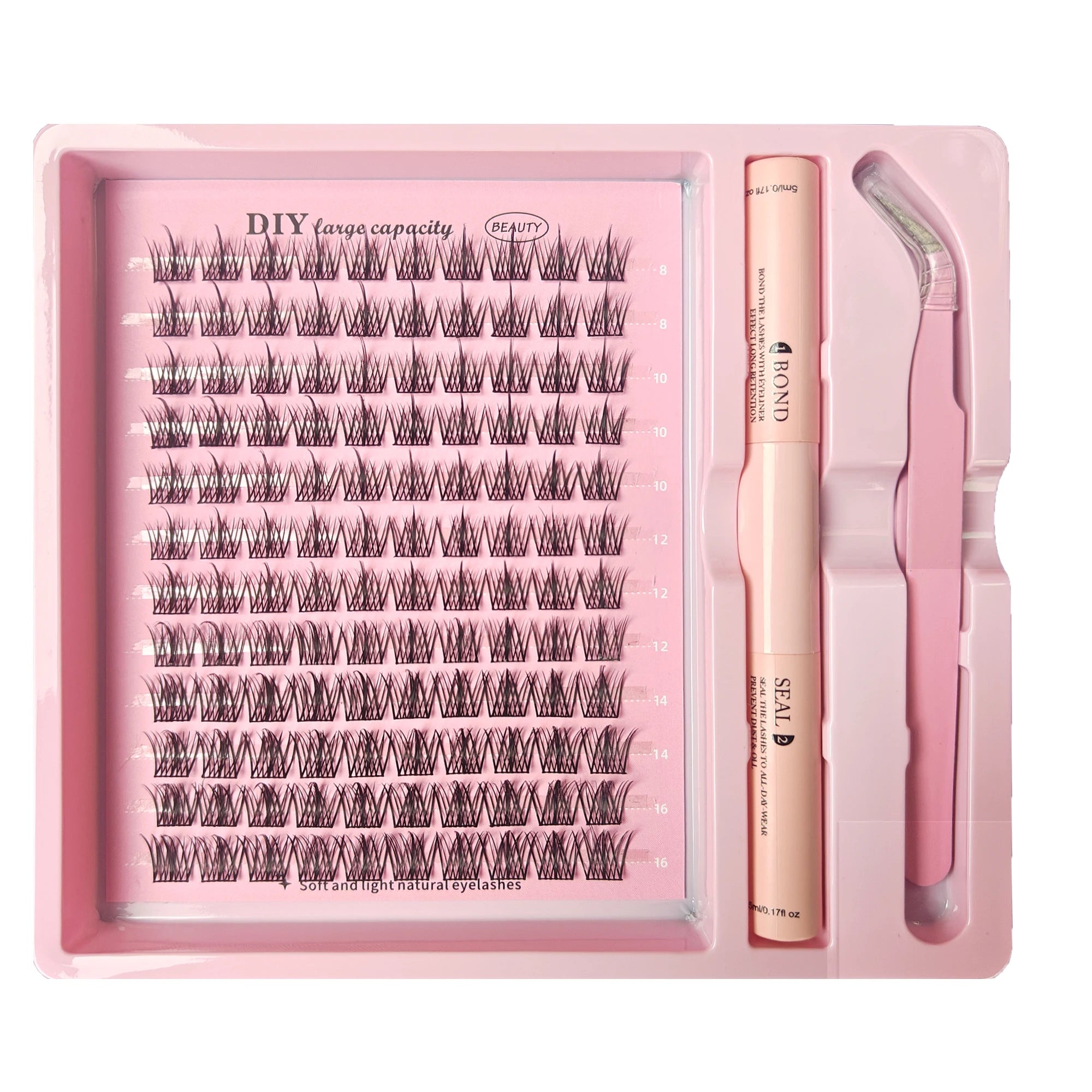 DIY Clusters Lash Kit Full Set 8-16mm Mix Bond&Seal/Tweezers