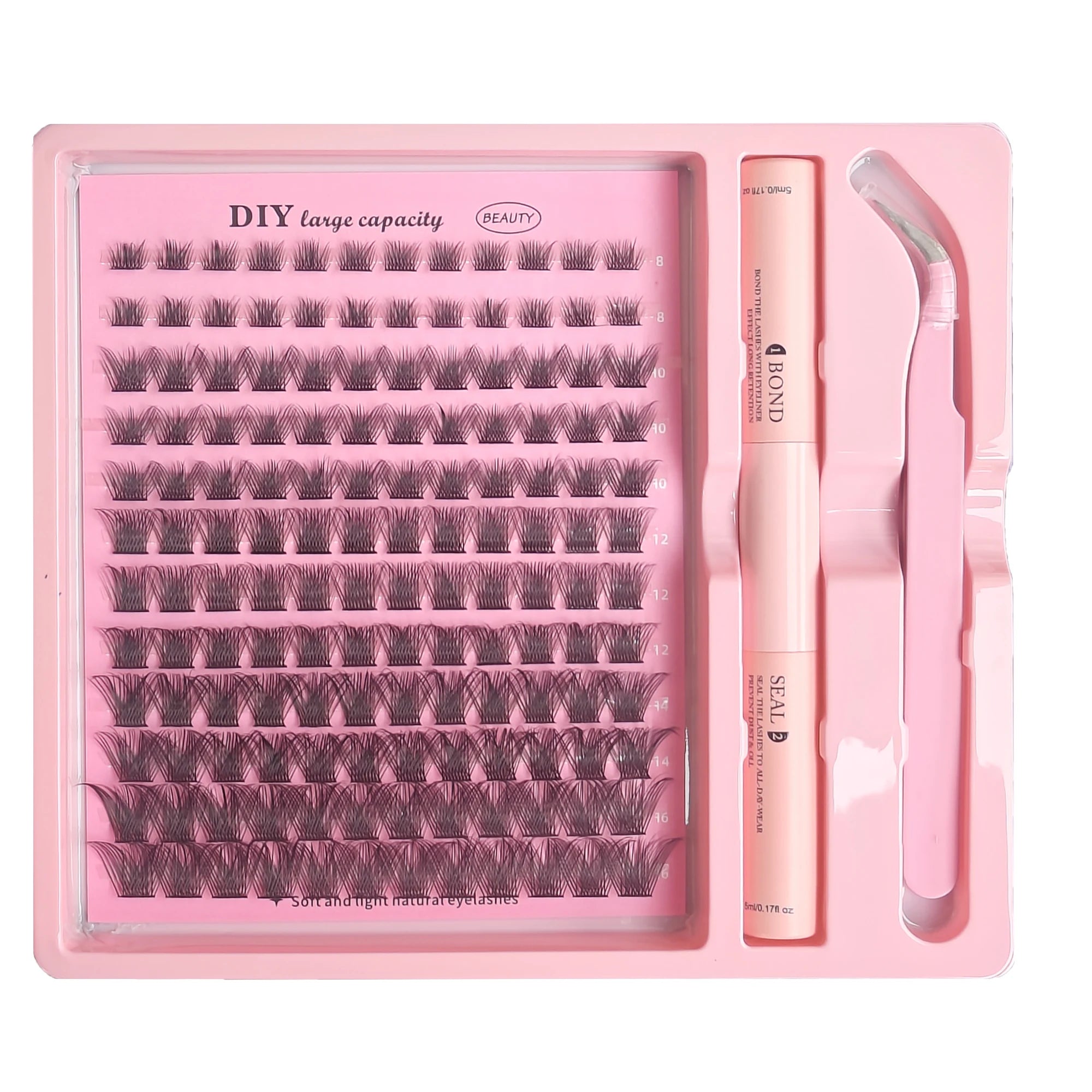 DIY Clusters Lash Kit Full Set 8-16mm Mix Bond&Seal/Tweezers