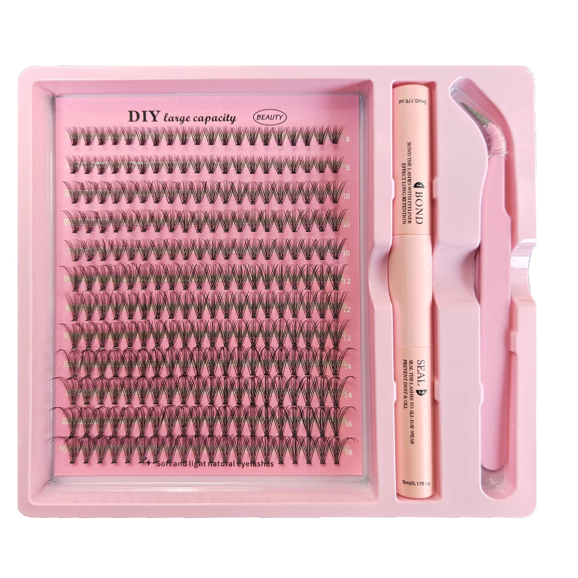 DIY Clusters Lash Kit Full Set 8-16mm Mix Bond&Seal/Tweezers