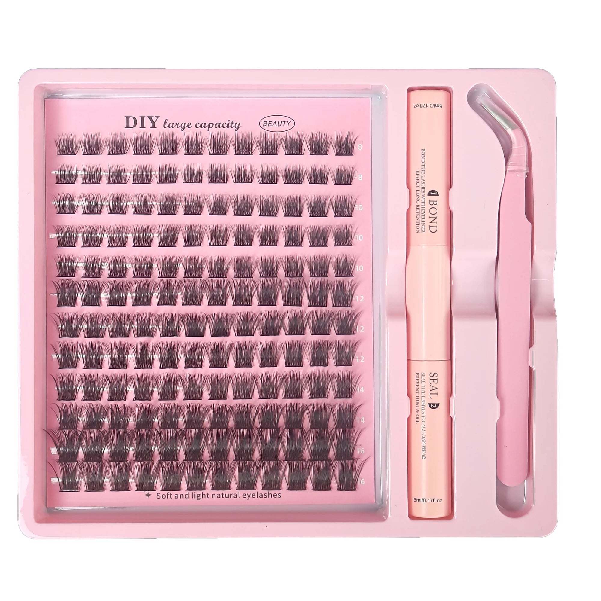 DIY Clusters Lash Kit Full Set 8-16mm Mix Bond&Seal/Tweezers