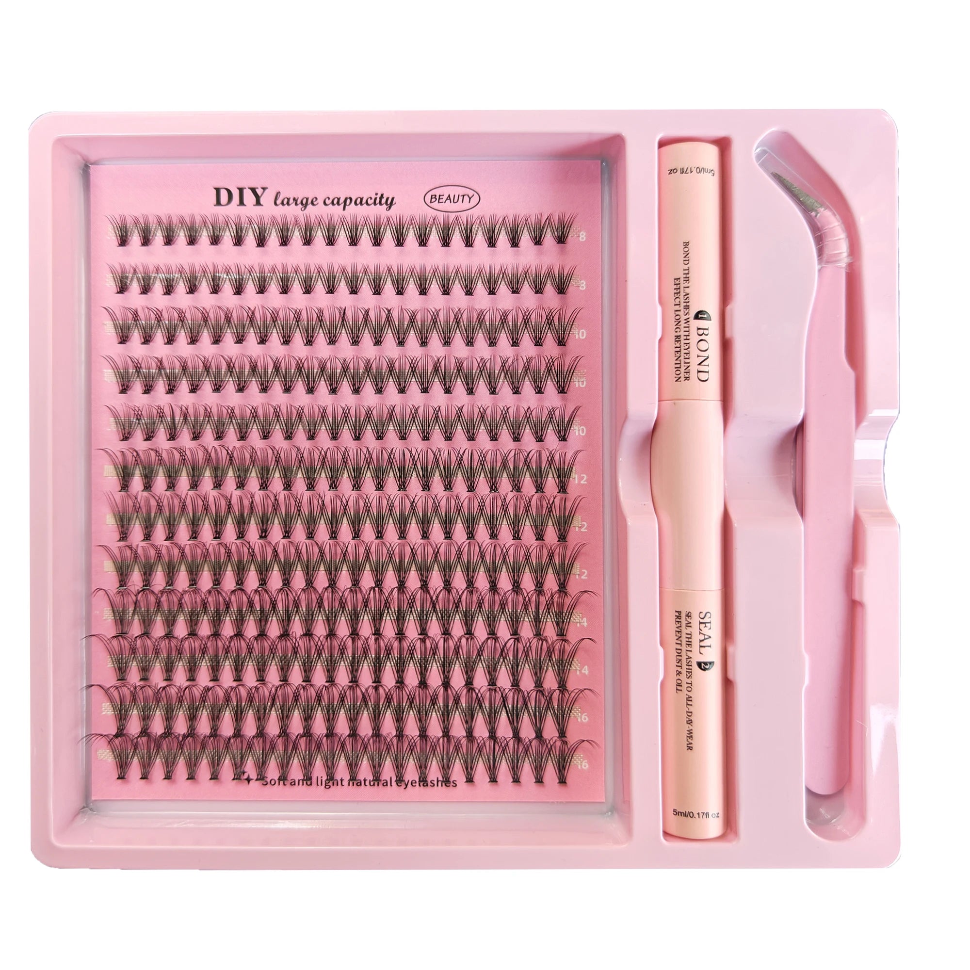 DIY Clusters Lash Kit Full Set 8-16mm Mix Bond&Seal/Tweezers