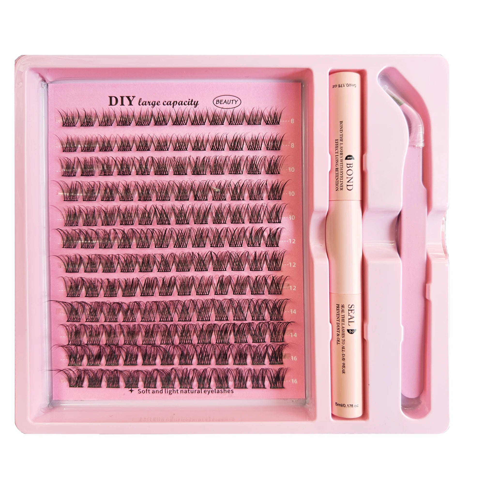DIY Clusters Lash Kit Full Set 8-16mm Mix Bond&Seal/Tweezers