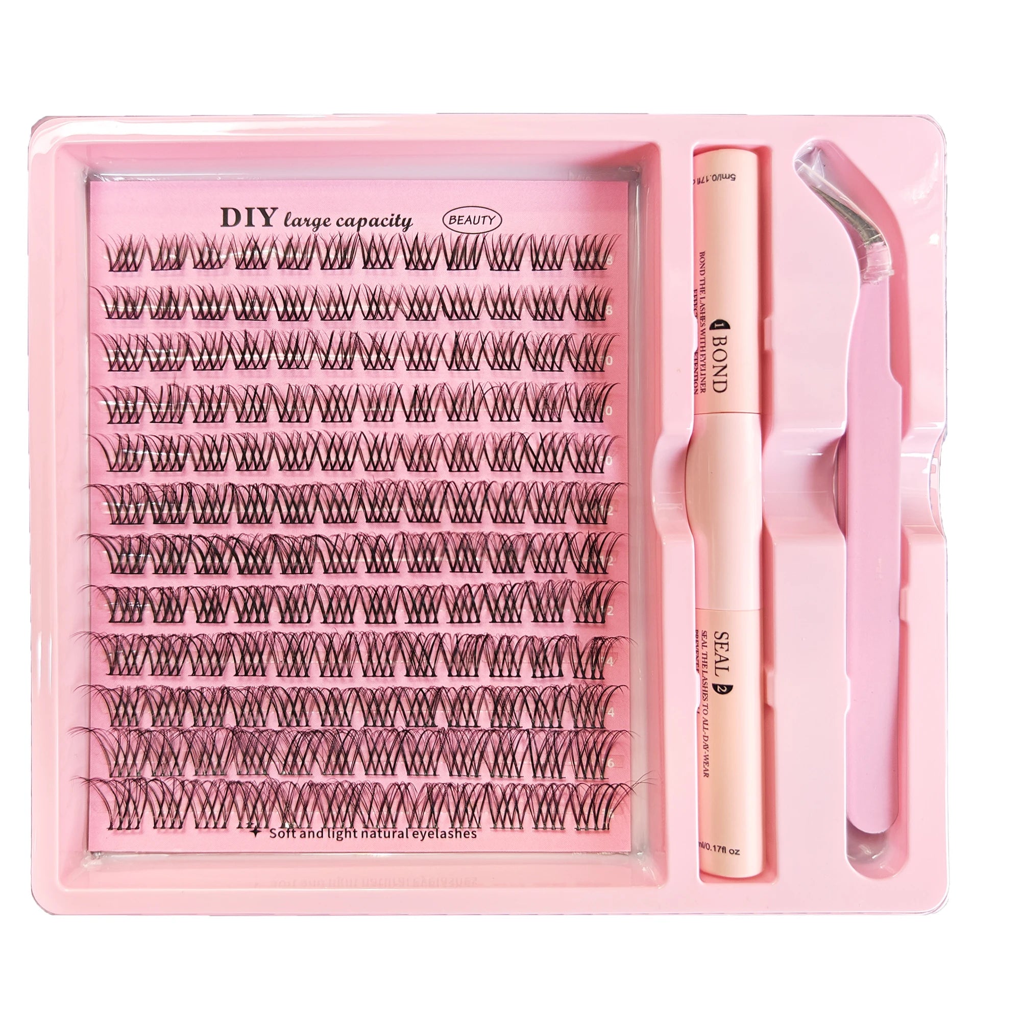 DIY Clusters Lash Kit Full Set 8-16mm Mix Bond&Seal/Tweezers