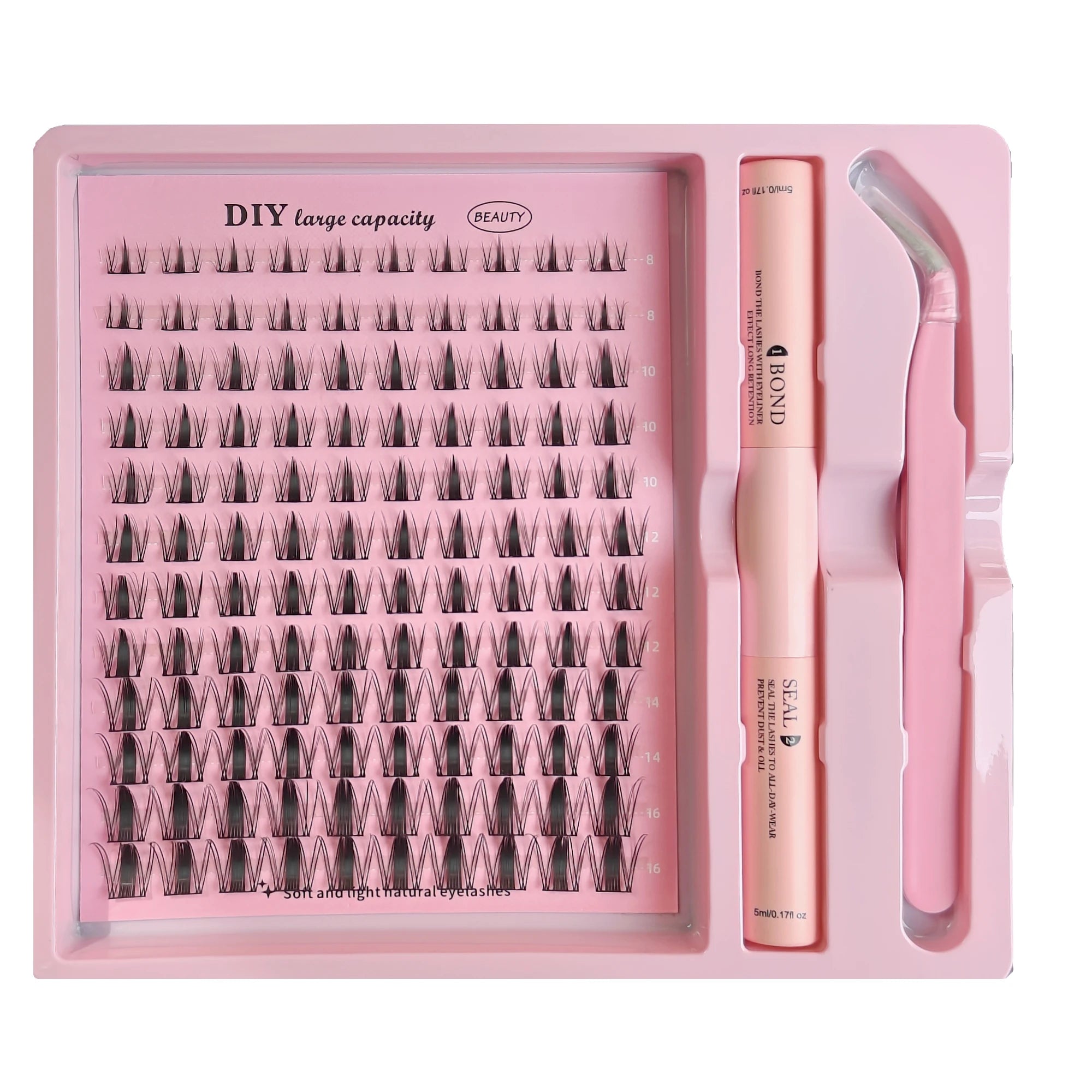 DIY Clusters Lash Kit Full Set 8-16mm Mix Bond&Seal/Tweezers