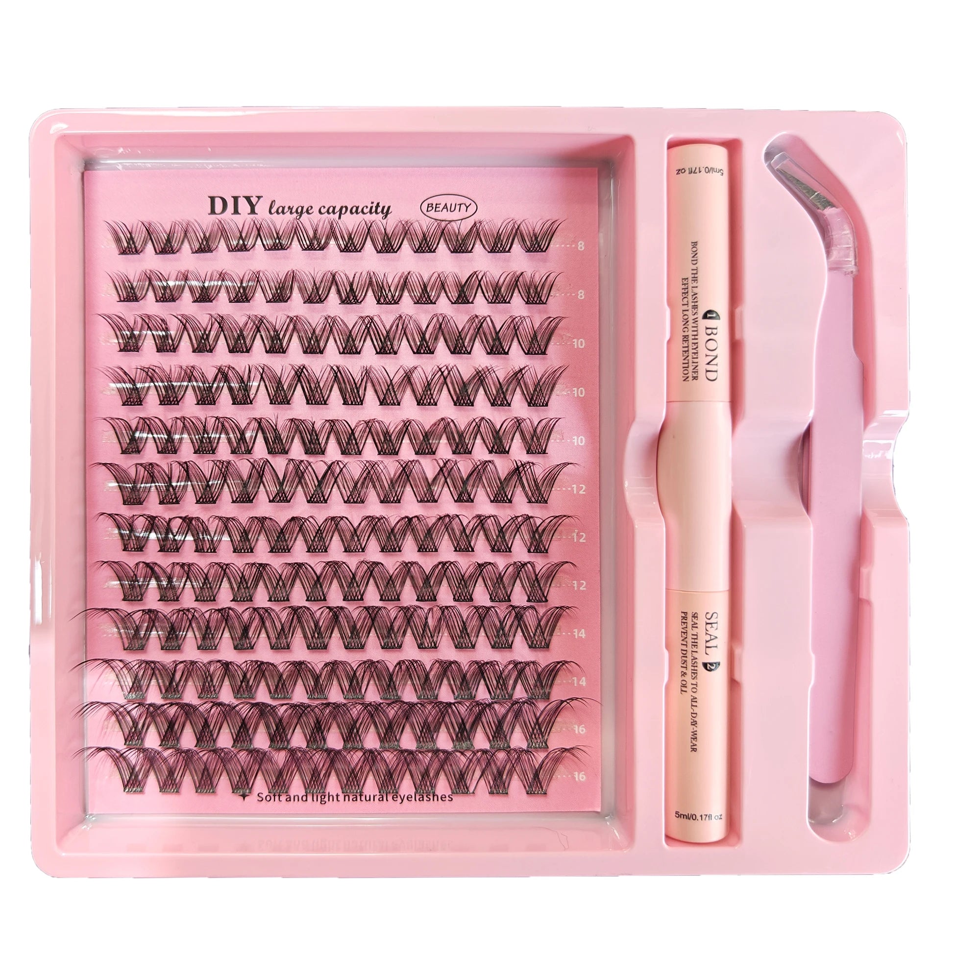 DIY Clusters Lash Kit Full Set 8-16mm Mix Bond&Seal/Tweezers